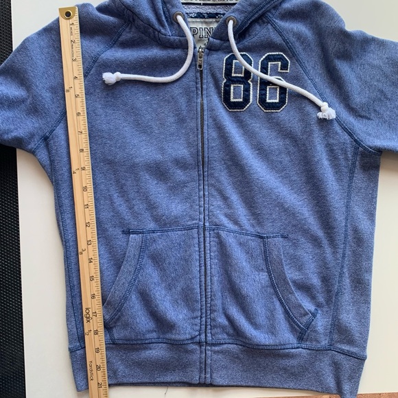 PINK Victorias Secret LOVE Hoodie Sweatshirt Zip Front. Blue Women’s large - Picture 2 of 12